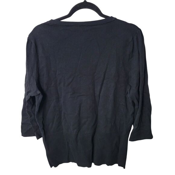 Fashion Bug Womens Sz XL Black Solid 3/4 Sleeve Knitted Button Down Cardigan To - Picture 5 of 11